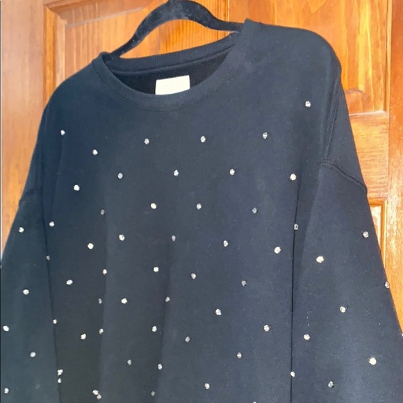 American Eagle Outfitters Crop CrewBlack Sweatshirt with Rhinestones - Picture 4 of 6